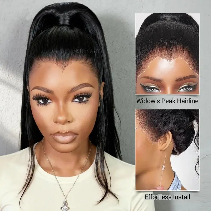 【Pony & Go :24" ONLY $179 】Pre-Styled Ponytail Wig Invisi Strap 360 Lace Glueless Window Peak Human Hair Wigs Ponytail Wig Out of Box #Summervibes