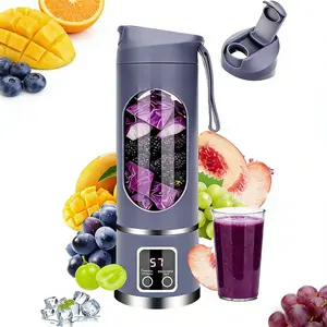 Portable personal electric USB blender, 500ML portable juicer milkshake and smoothie blender, small mixer, compact, convenient, multi-functional (purple)