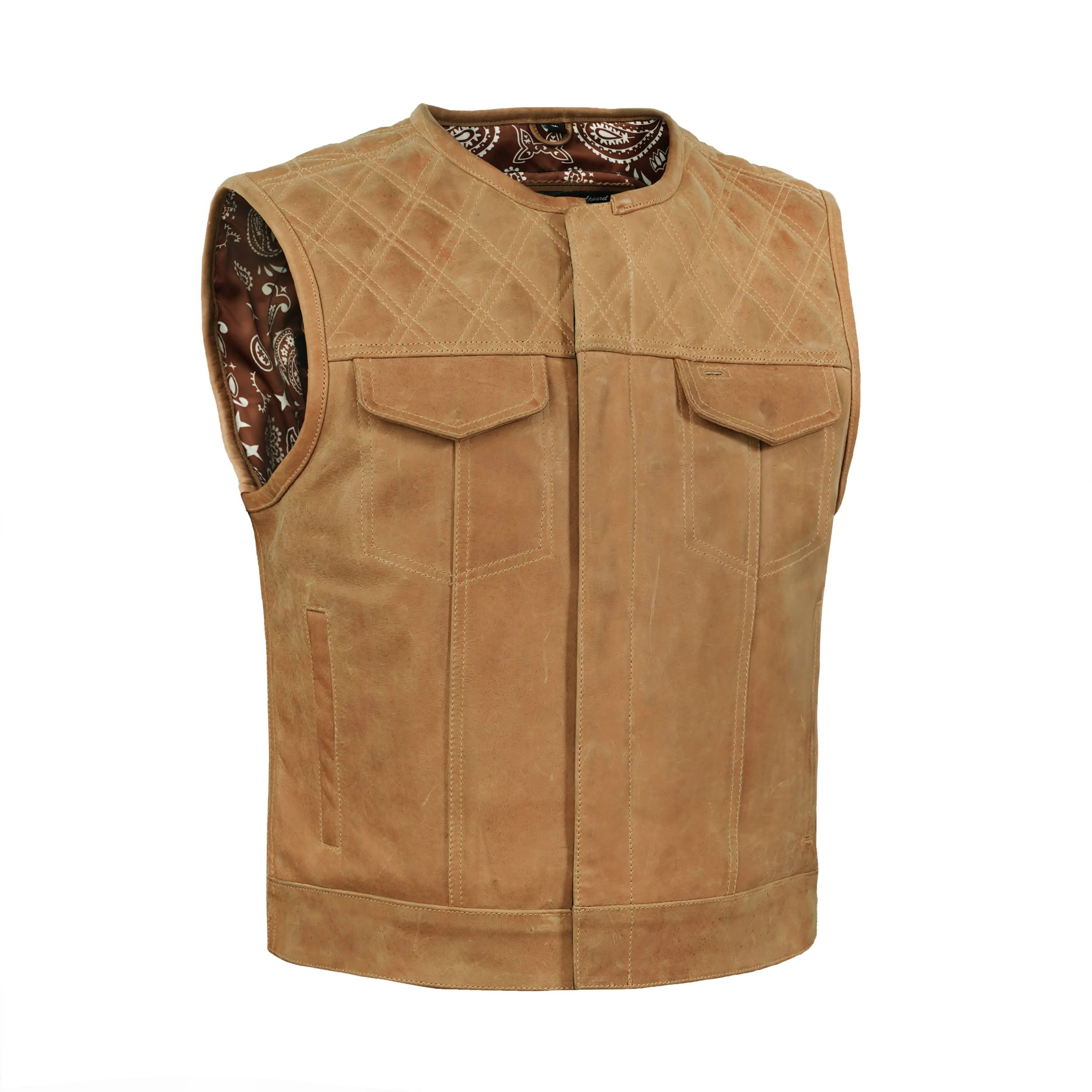 DANIEL SMART Timberline Lowcut Men’s Motorcycle Leather Vest for Bikers, Ideal for Moto Use, Biker Style Vests, Moto Vests