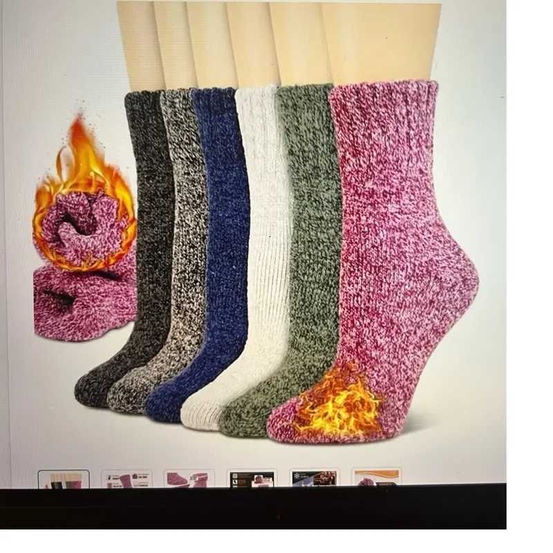 Pairs Women's Wool Thermal Boot Socks (EU 9-11) - Heavy-Duty Winter Warmth, BS4745 2.4 Tog Rating, Multi-Color (Pink/ Grey/ Blue/ Green/ Black)