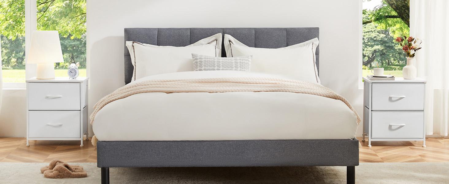 Nightstand with 2 Fabric Drawers, Dresser, End Table, Bedside Table, Bedroom Furniture for Living Room, Entryway