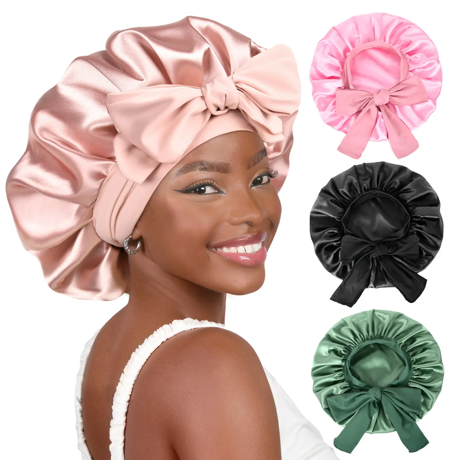 YANIBEST Satin Bonnet with Tie Band for Sleeping Double Layer Satin Lined Silk Bonnet for Sleeping Hair Bonnets for Women Natural Curly Hair #SummerWins#DealsForYoudays