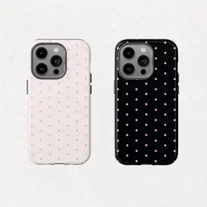 Polka Dot Pink Tough Phone Case, Heavy Duty Shockproof Protective Cover for iPhone 11 12 13 14 15 16 17 Pro Max Plus
