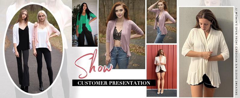 ZEAGOO Women's Open Front Cardigan 3/4 Sleeve Draped Ruffles Soft Knit Sweaters S-3XL