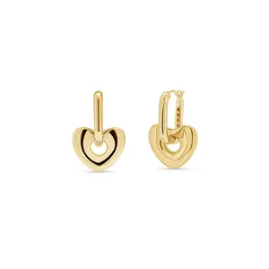 14K Gold Puff Heart Shape Earrings