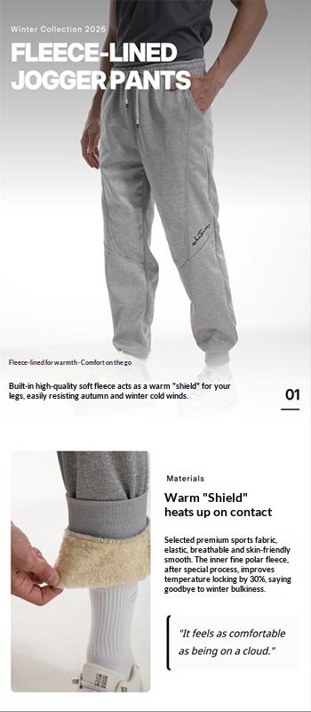 Men's Trendy Fleece-Lined Drawstring Joggers | Wear-Resistant 3D Cut | 10,000-Needle Embroidered Lettering Men's Trendy Fleece-Lined Drawstring Joggers | Wear-Resistant 3D Cut | 10,000-Needle Embroidered Lettering