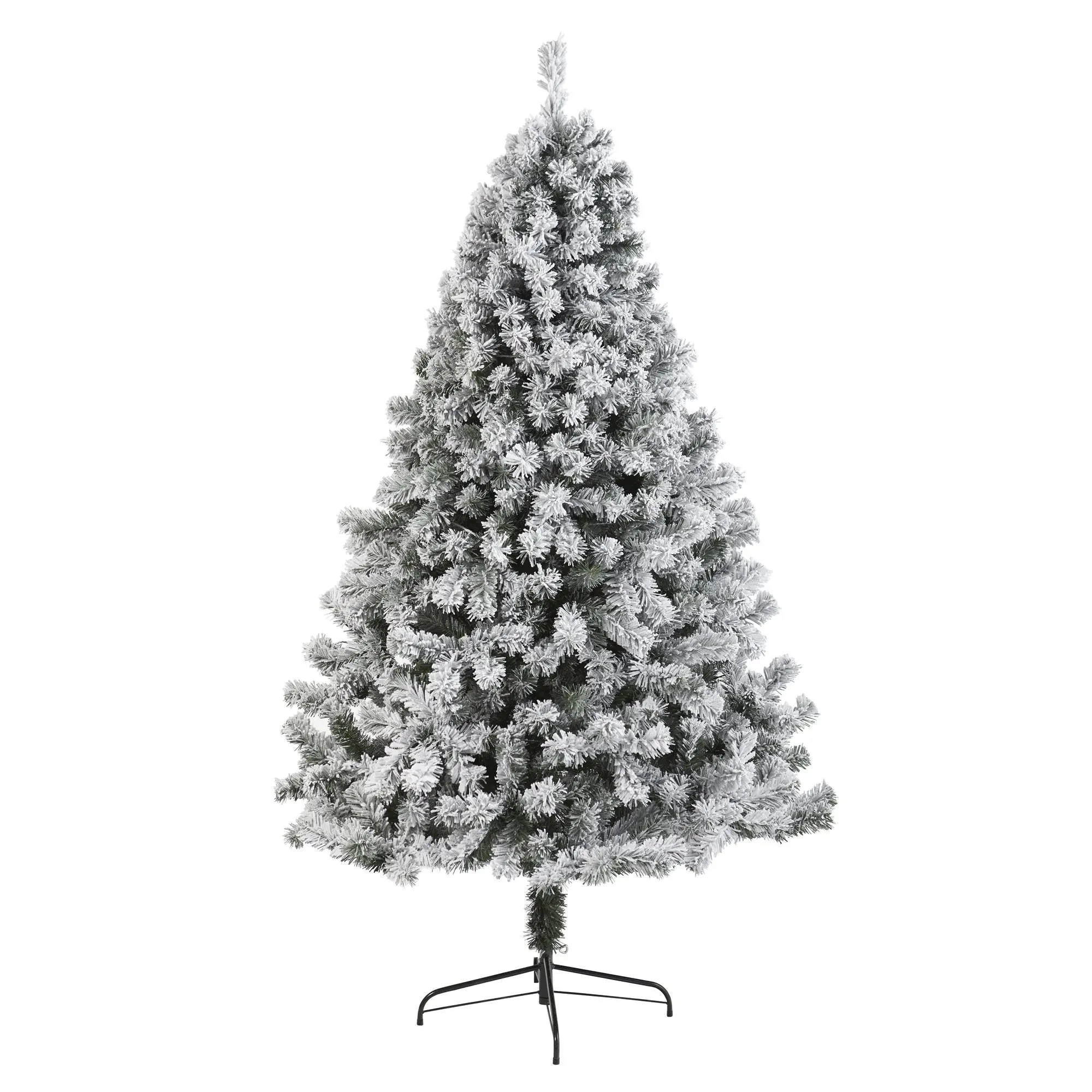 7' Tall Flocked West Virginia Fir Artificial Christmas Specialty Tree Decor, Festive Indoor Winter Wonderland Decor with Stand, Bendable Branches, Ornaments for Home Holiday Use