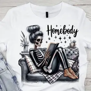 [100% Cotton] Cotton Short Sleeve  T-Shirt HOMEBODY GLITTER SKELLY Unisex Super Soft Comfort Tshirt T-Shirt For Men And Women