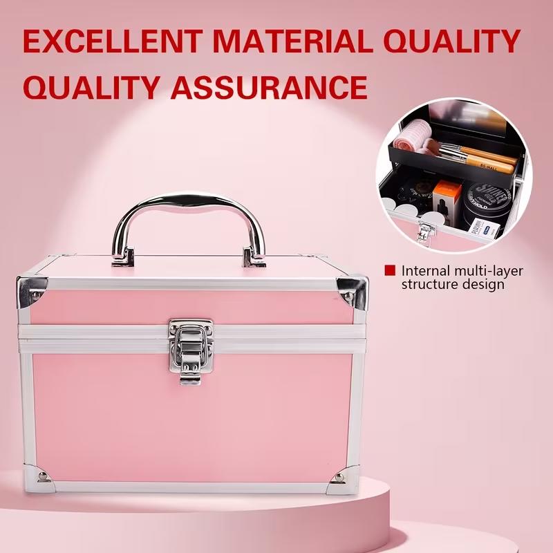 3-Tier Makeup Organizer with Mirror - Portable Mini Storage Beauty Box, Jewelry Case & Nail Art Toolbox for Professionals, Compact Design, Highquality Case, Travelfriendly Users