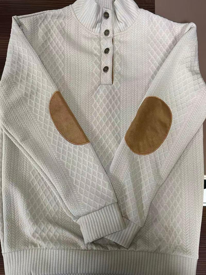 Men's Stand Collar Long Sleeve Casual Outdoor Jacquard Knitwear | New Polo Shirt Men's Ribbed Pullover Circular Knit Polyester Shirt, Stylish Men's Everyday Knitwear, Autumn and Winter, Gift for Father, Classic Knitwear for Husband