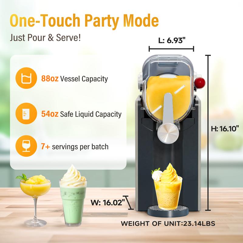 Slushie Machine / Soft Serve lce Cream 2 in 1 Machineacompact kitchen tool with automatic cleaning function and 6multi-function presets for one-touch refreshing drinks