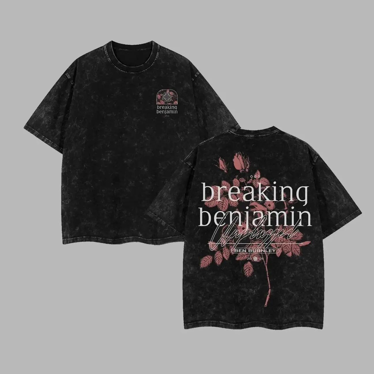 [$$$ROCKLIFE] Breaking Benjamin Benjamin Burnley Flower Retro Unisex Acid Two Sides Washed Hoodie Shirt, Hard Rock Energy Meets Modern Alt-Streetwear ,Rock Band Washed Shirt, Oversized Vintage Tee, Heavy Metal Merch, Gift for Rock Fans M0O