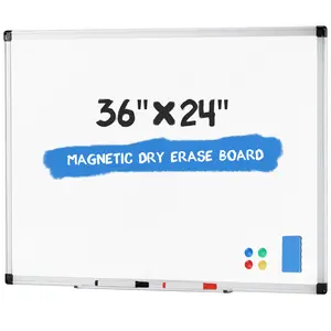 Magnetic White Board Kit for Wall 36" x 24"，1 Dry-Erase Eraser&2 markers Markers&4 Magnetic Pins, Sliver Reinforced Aluminum Frame