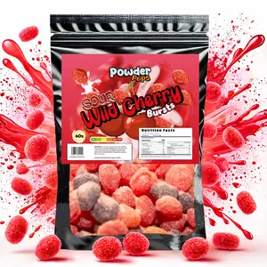 PowderPops Sour Wild Cherry Gusher Bursts 6OZ - Viral Candy - Sweet & Sour Fruit Snack