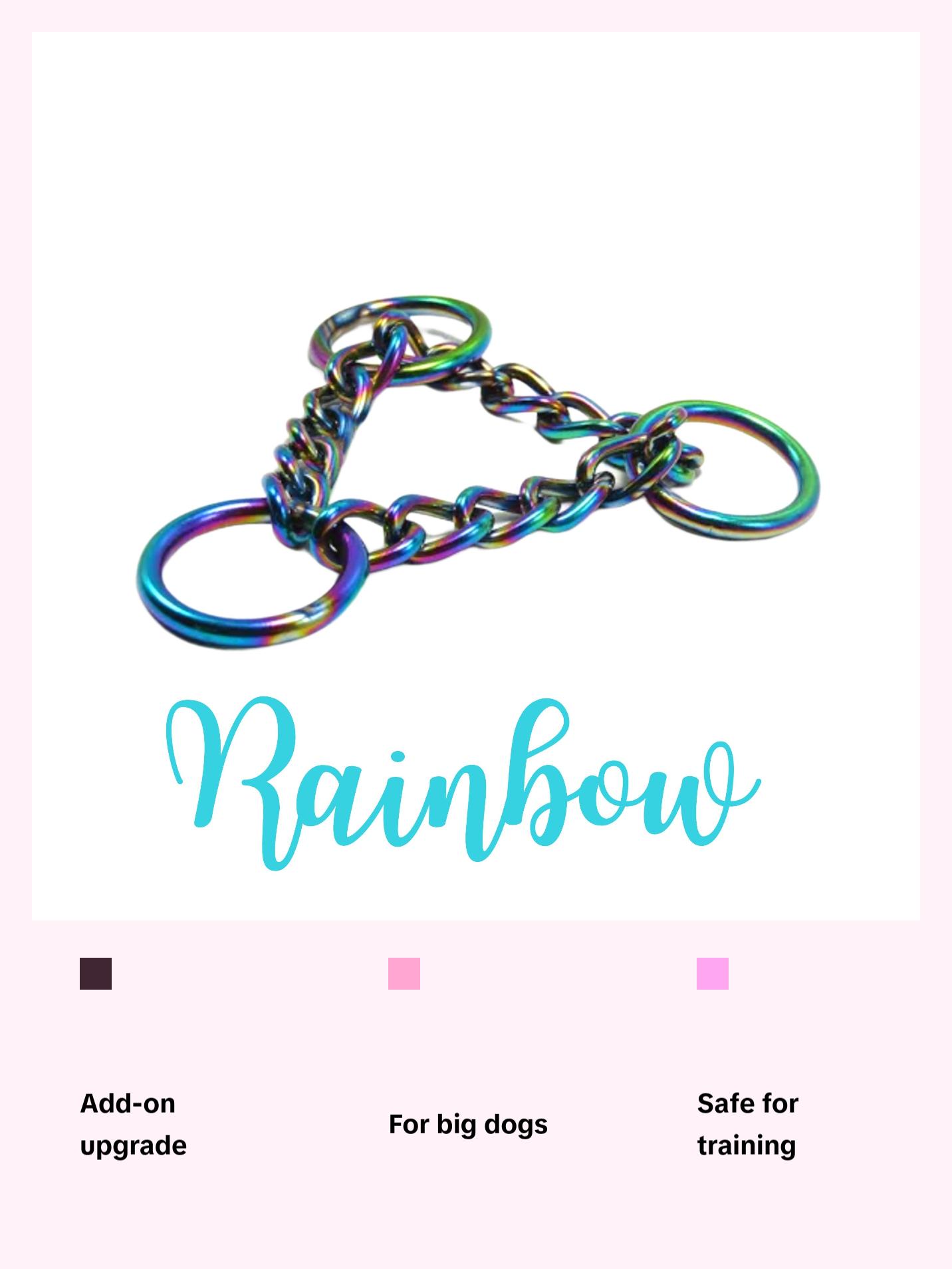 Martingale Collar Upgrade | Half Check Chain | Add on Only | Rainbow or Silver | Leash Training & Obedience | For Medium to Large Dogs