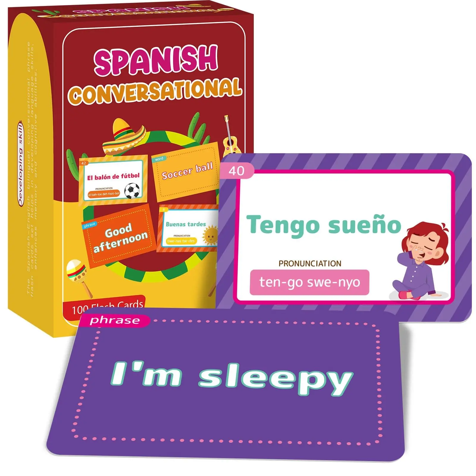GISGFIM 100 Spanish Learning Flash Cards - Bilingual Instruction, Conversation Activity, Vocabulary Set for Beginner School Classroom Educational Resources, Bilingual Instruction Cards