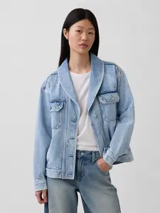 Gap Women's Denim Oversized Shawl Denim Jacket