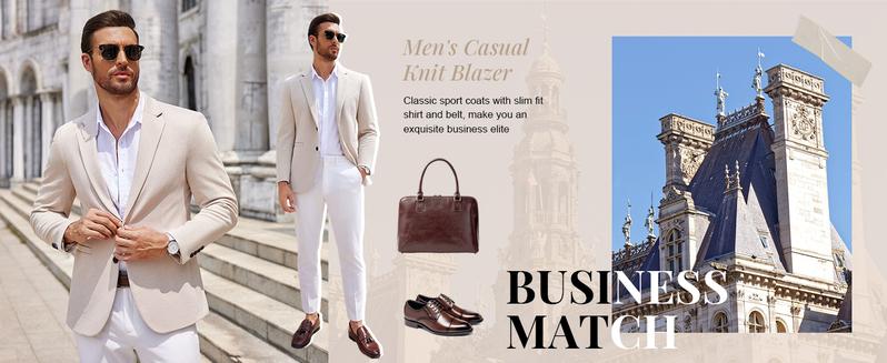 COOFANDY Men's Blazer Casual Knit Blazer Two Button Lightweight Sport Coats Suit Jacket