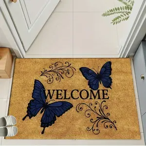 1pc Vintage Butterfly Welcome Mat - Non-Slip Outdoor Suitable for Entrance,Floor - Holiday Gift (Christmas, Easter, Thanksgiving)