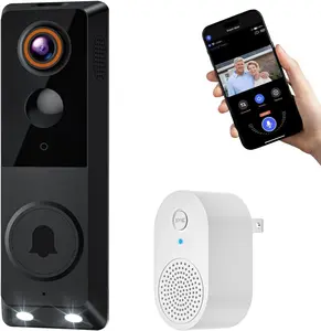 1080p Wireless Video Doorbell Camera with Doorbell Receiver Color Night Vision 2-Way Talk AI Human Detection Alerts 2.4G WiFi Battery Powered Cloud Storage Sold Separately