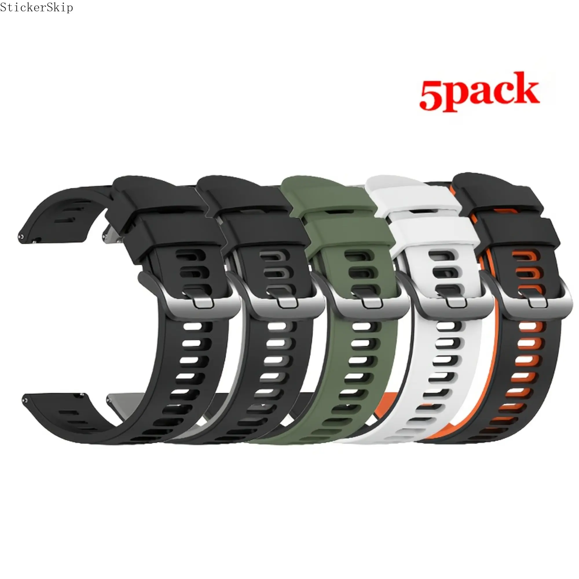 202622/20mm 5pack 7pack soft silicone strap Compatible with Samsung galaxy watch 7/FE/6/5/4 40mm 44mm/Huami Amazfit Active/Active 2/Amazfit balance2/balance/Amazfit Bip6/Bip5/Bip5 Unity, Waterproof replacement watch straps for Garmin/Xiaomi/Huawei watch