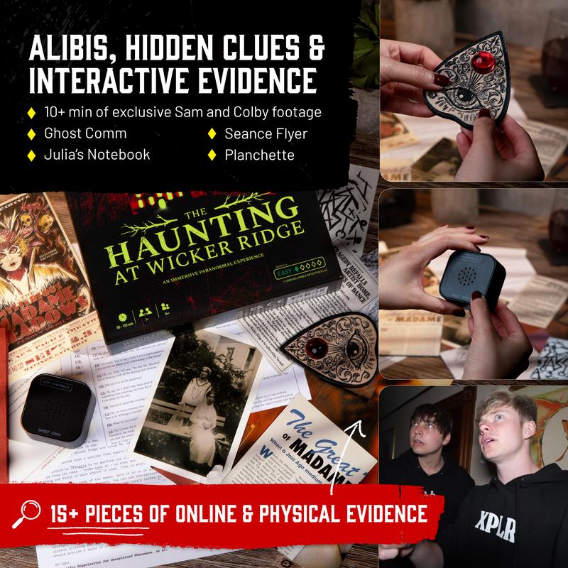 Hunt A Killer x Sam and Colby: The Haunting at Wicker Ridge – Paranormal Mystery Board Game, 90–120 Min Gameplay, Ages 14+