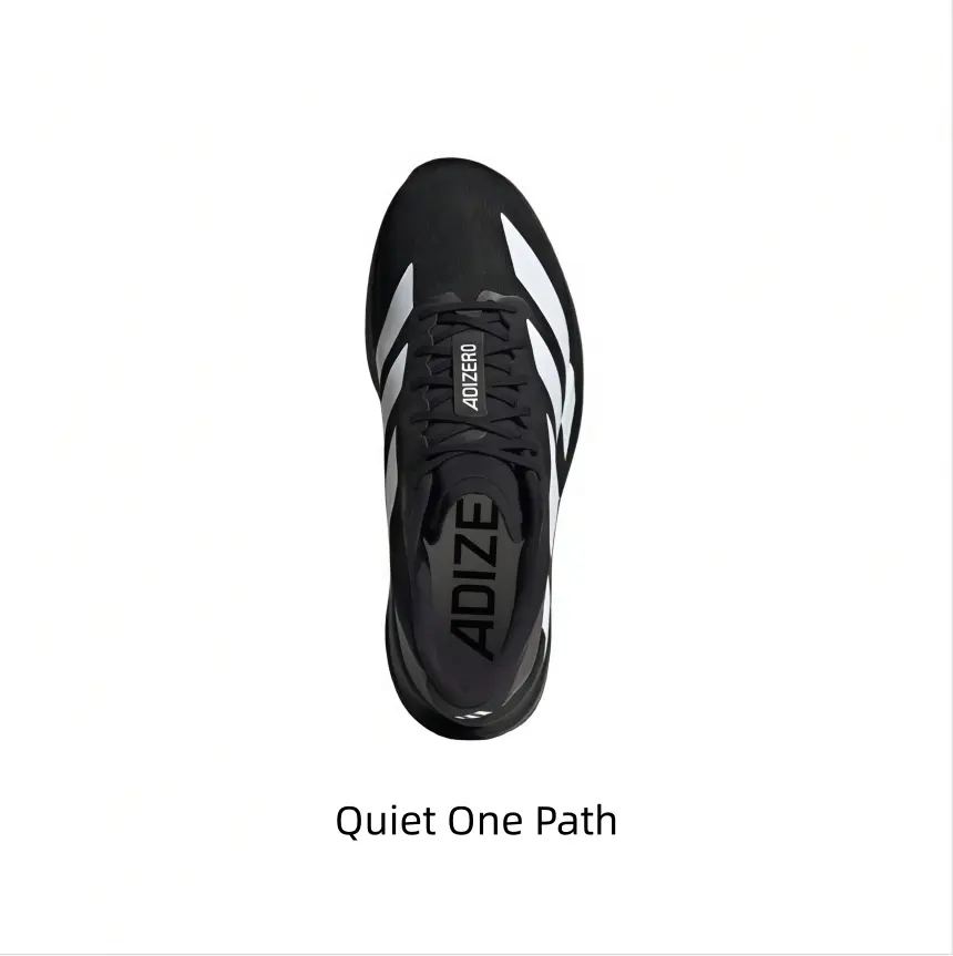Lightweight competition running shoes with breathable perforated mesh upper and bold angular side stripe detailing