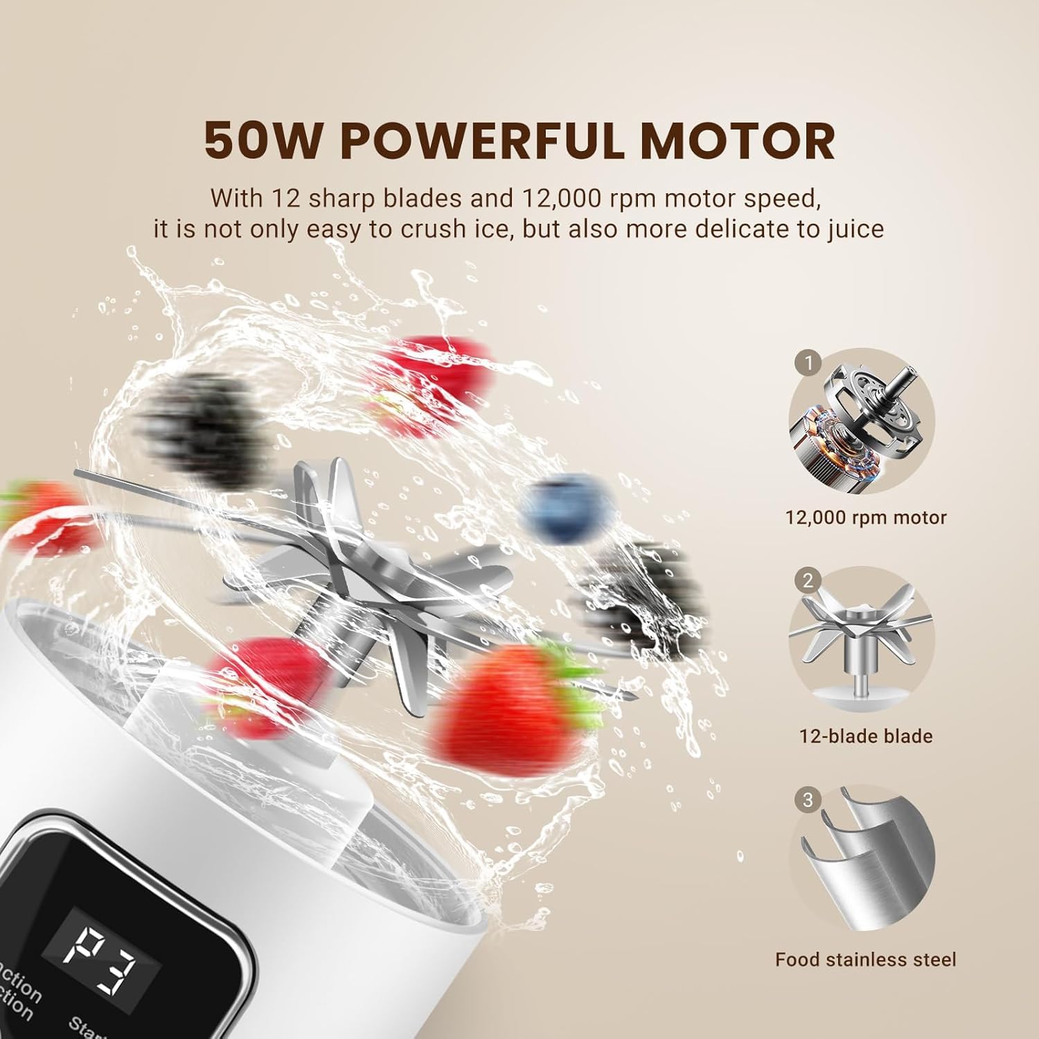 Leak Proof Design,Mini Portable Juicer Blender,Perfect for Liquid Diets,Smoothies,Shakes,USB Rechargeable & Easy to Clean,Back-to-School Gifts cup portable vegetable Fruit,Utensils