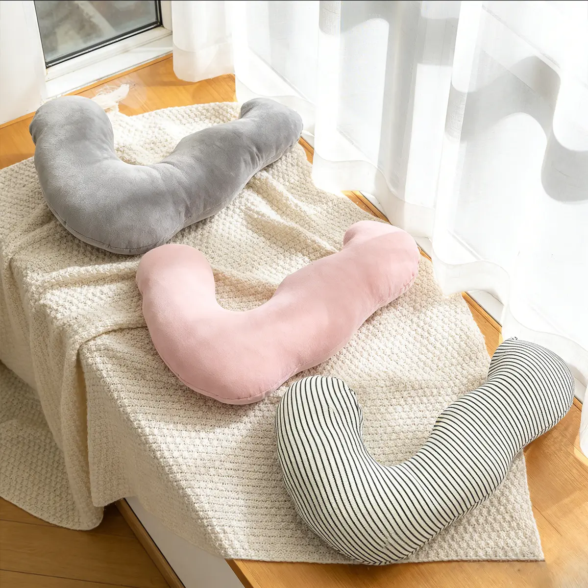 Seahorse Shape Ergonomic Supportive Cushion Bolster Pillow - Skin-Friendly, Breathable Fabric Sleeping Cushion with Body-Curve Conforming Design, Hand Wash Only, Cushion Bolsters