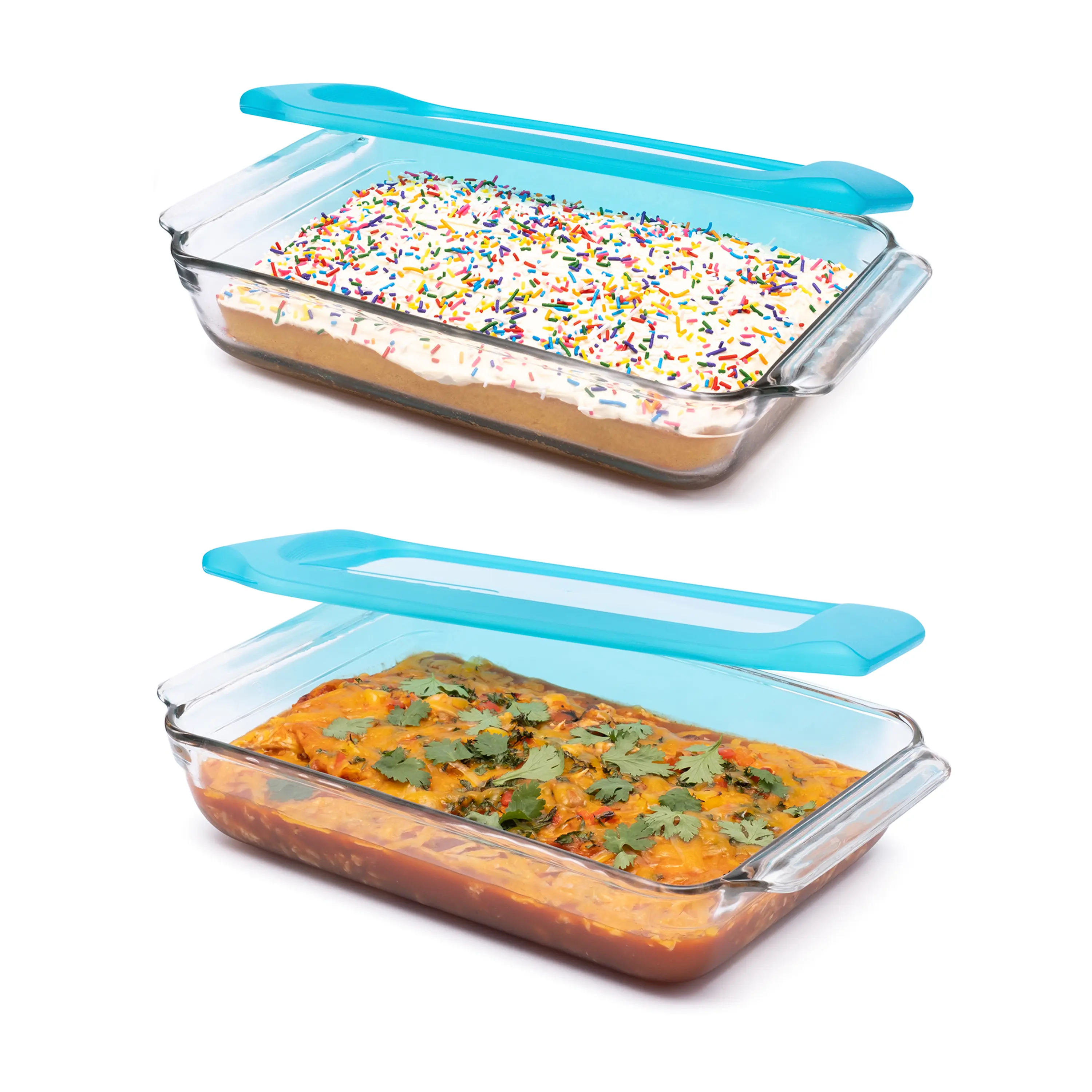 Libbey Baker’s Premium 2 Piece Glass Baking Dish Set, Stackable Casserole Dish with Lid Set, Baking Glassware for Casseroles, Lasagna, Brownies, Cakes