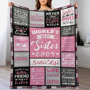 Sisters Birthday Gifts - World's Best Sister Ever Gifts from Sister - Mothers Day Christmas Valentines Day Birthday Graduation Present for Sis Adult - Sisters Life Blanket
