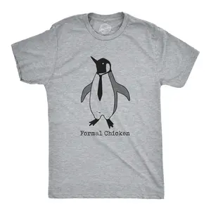 Mens Formal Chicken T Shirt Funny Penguin Suit Tuxedo Tie Joke Tee for Guys Mens Funny T Shirts Cool Vintage Fashion T-Shirt Gift Classic Menswear Sarcastic Apparel for Men Funny Animal Short Sleeve Novelty Light Grey