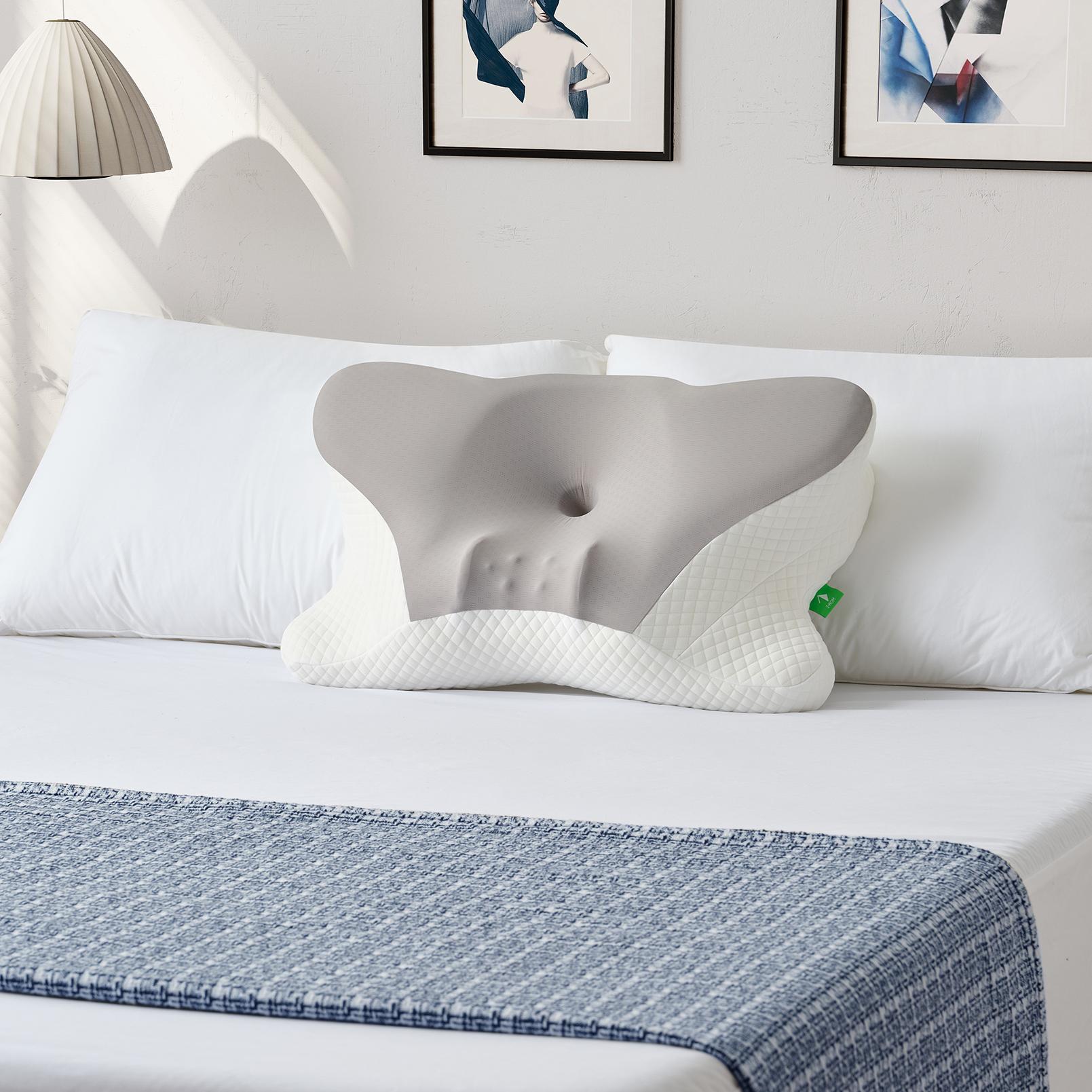 VIZIM Ergonomic Infinity Pillow Memory Foam Pillow with Dual Height Neck Support, Cooling Breathable Cover, Certified Orthopedic Pillow for Side & Back Sleepers