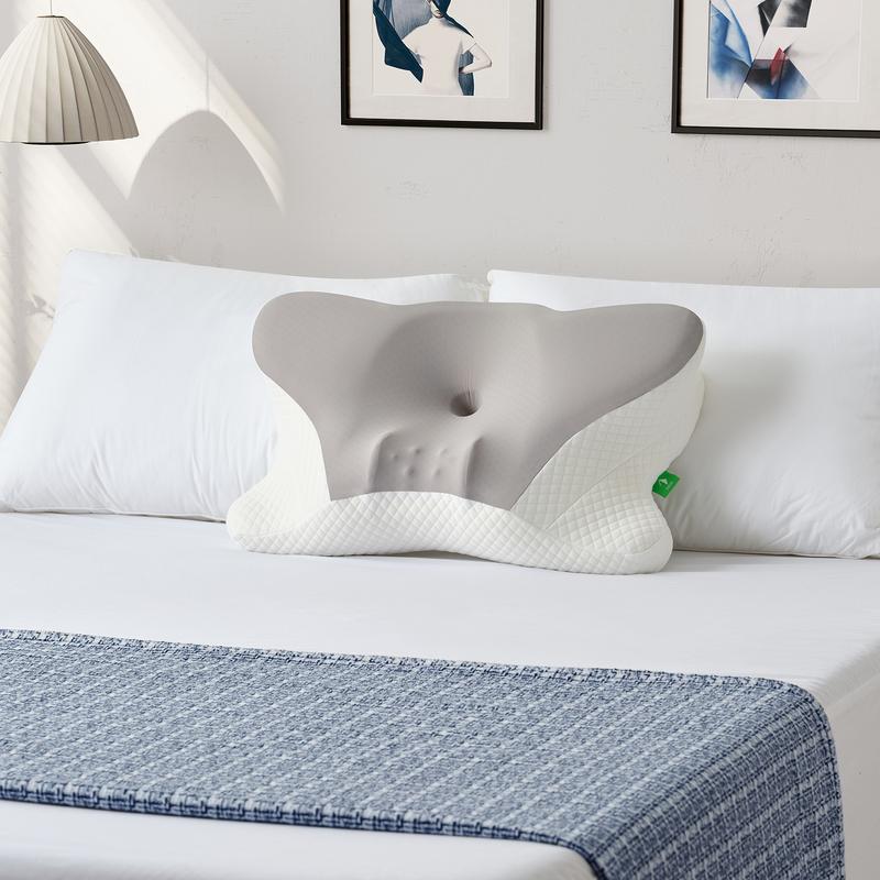 VIZIM Ergonomic Infinity Pillow Memory Foam Pillow with Dual Height Neck Support, Cooling Breathable Cover, Certified Orthopedic Pillow for Side & Back Sleepers