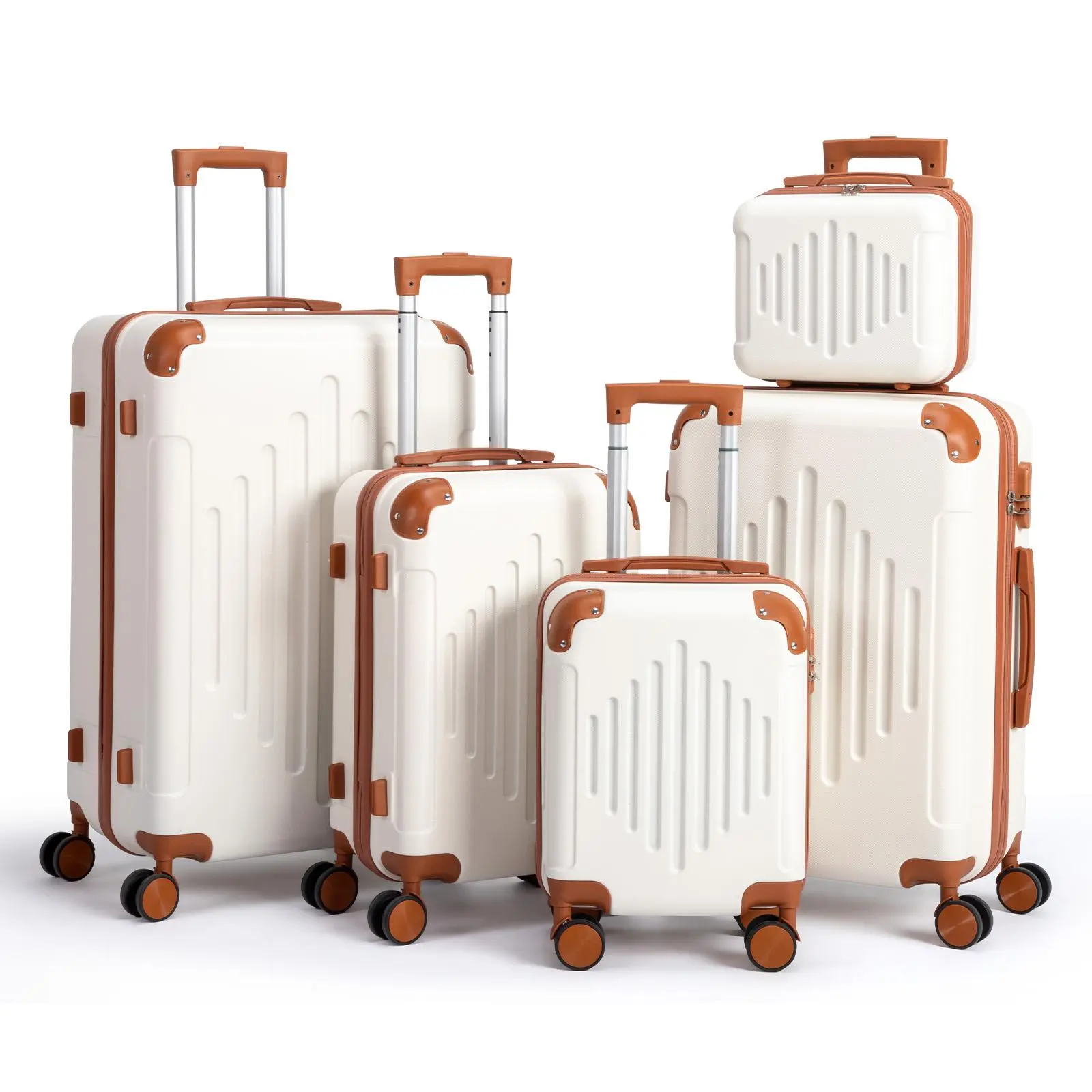 【Summervibes】Ubesgoo Luggage Sets 5 Piece, ABS Hardside Suitcase Set with Double Spinner Wheels & TSA Lock for Travel Business, 5-Piece Set (12/16/20/24/28)