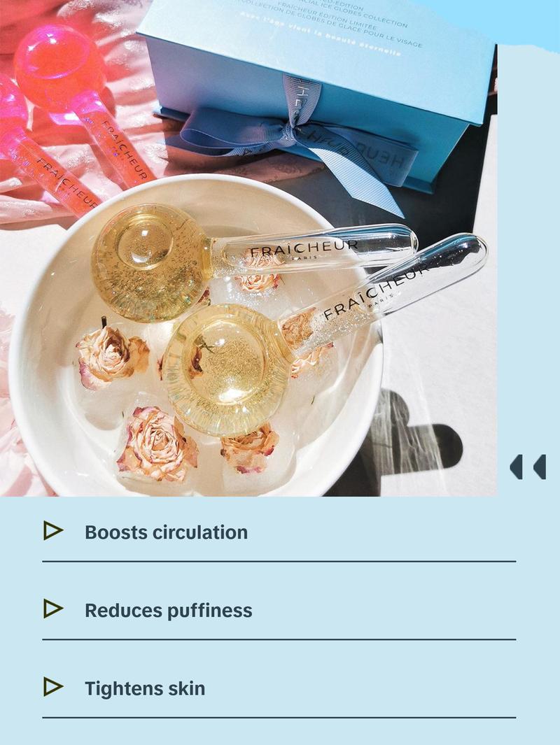 Fraîcheur Gold Ice Globes - Premium Cooling Face Massage Tools for Glowing Skin - Boosts Circulation Reduces Puffiness Tightens Skin - Ideal for Daily Skincare & Relaxation