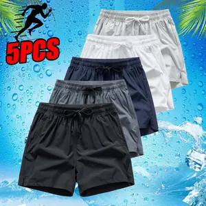 Men’s 5-Pack Summer Shorts — Casual athletic shorts made from quick-drying, breathable fabric, suitable for running, fitness, cycling, jogging, and outdoor activities: Men’s casual sports shorts