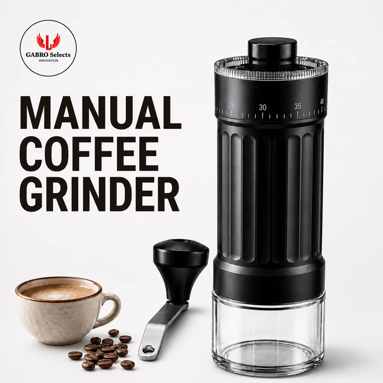 Manual Coffee Grinder - Stainless Steel Conical Shape Accessory, Adjustable Grind for Espresso, Compact Form Hand-Crank Tool for Home Travelers, Portable Bean Mill for Coffee Accessories