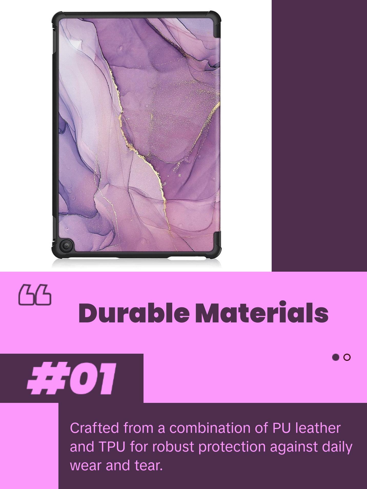 Inspire Series Tri-Fold Purple Marble Folio Case - Amazon Fire HD 10