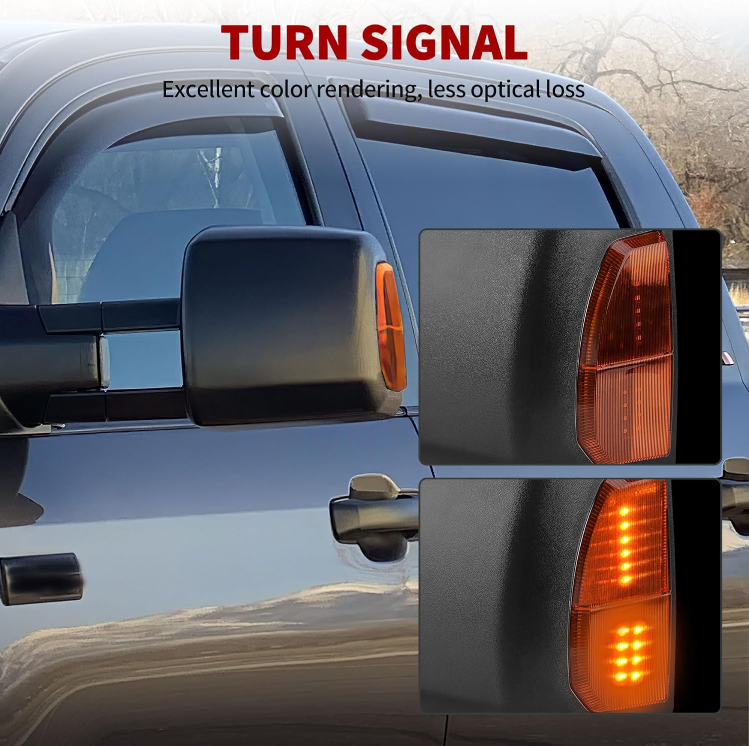 YITAMOTOR Towing Mirror Car Accessories for Toyota Tundra Models 2007-2017, Power-Adjusted Heated Turn Signal Light, Manual Telescoping & Folding Design