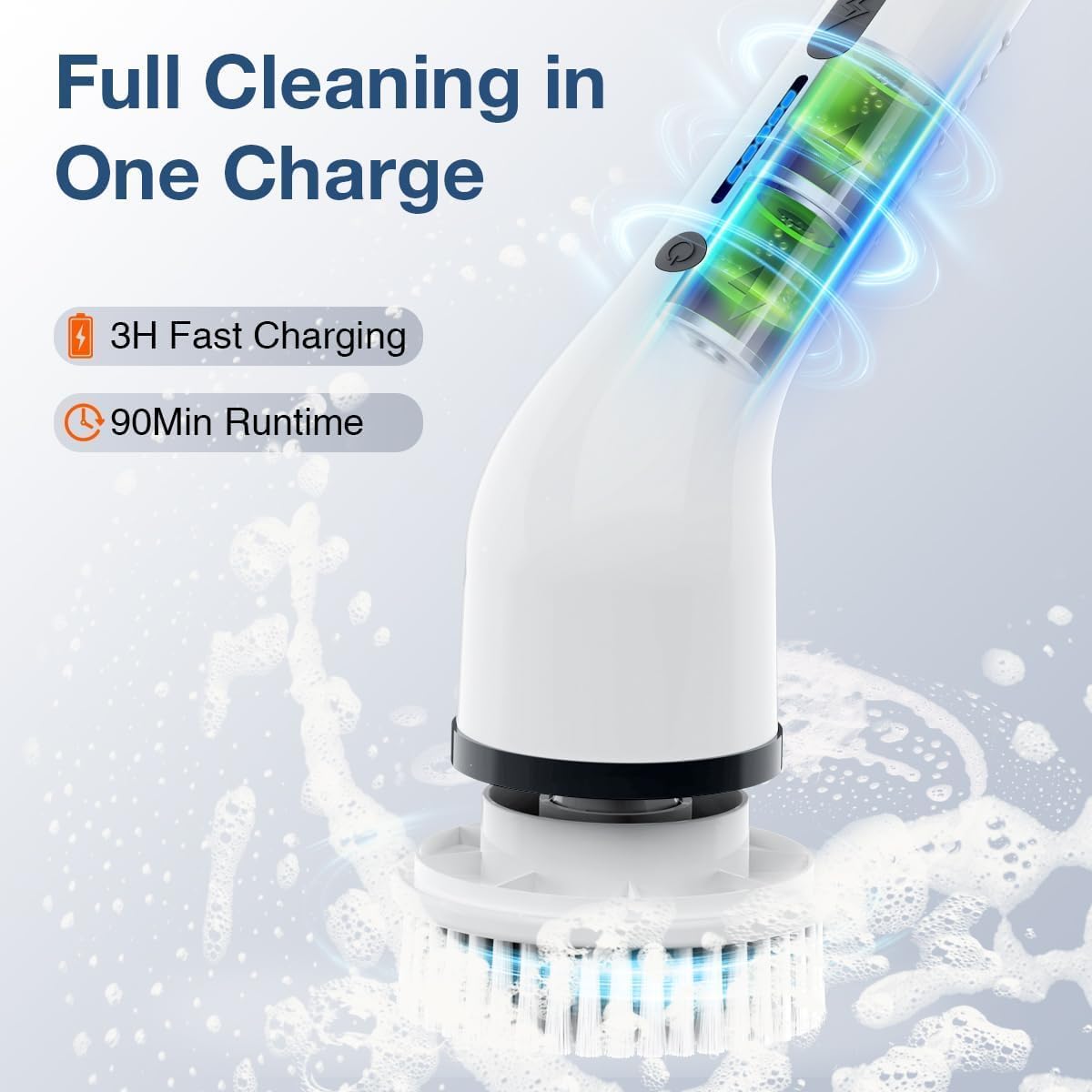 2026 New Model Electric Spin Scrubber Cordless IPX7 Waterproof Multi-Surface Cleaning Brush Long Battery Life Adjustable Speed Extendable Handle Multi-Purpose Kit for Bathroom Kitchen Durable Powerful-Multifunction shower scrubber tiktok shop deals
