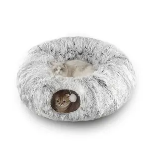Foldable Plush Cat Tunnel Toy | Collapsible Plush Cozy Hideaway for Indoor Cats & Small Pets