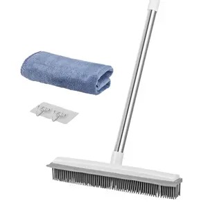 VEVOR Pet Hair Removal Broom,  , 58.46 in Adjustable Long Handle Carpet Rake, Rubber Broom with Built in Squeegee Reusable Dog Cat Hair Remover, for Carpets Rugs Mats Couch Furniture Hardwood Floor Tile