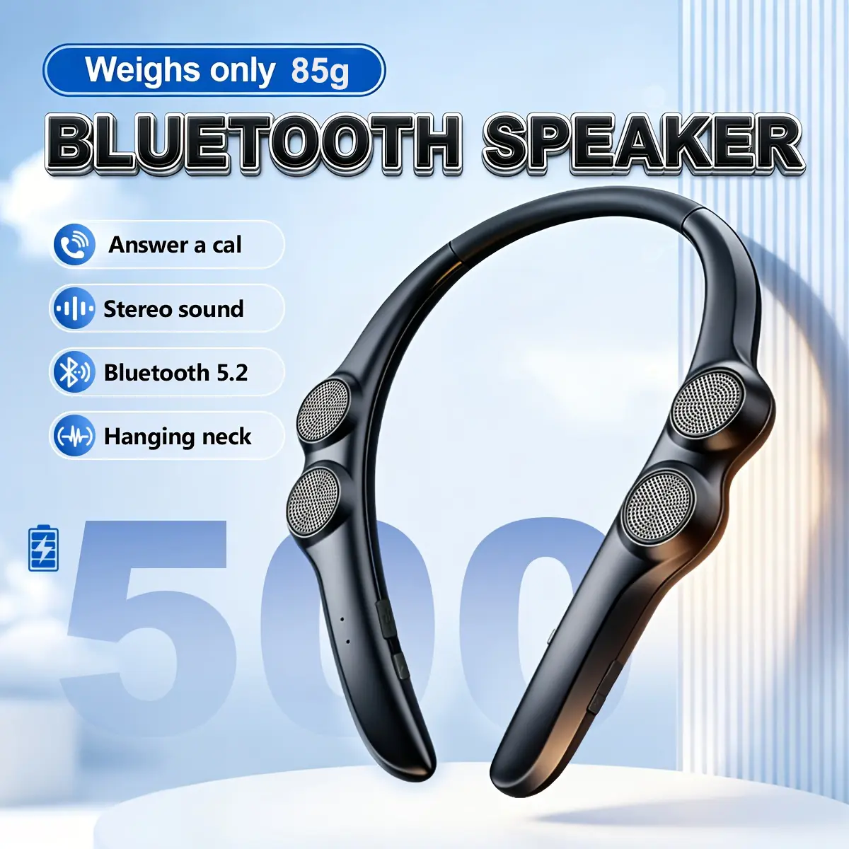 4-core neck hanging speaker, outdoor portable speaker, high-definition small-sized Bluetooth speaker, suitable for mountain climbing, cycling, and exploration