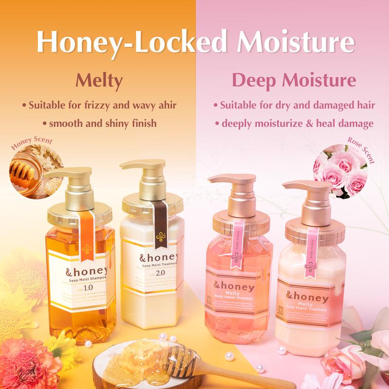&honey Deep Moist Duo - Shampoo 1.0 + Treatment 2.0, Honey-Infused Hydration Set for Dry Hair