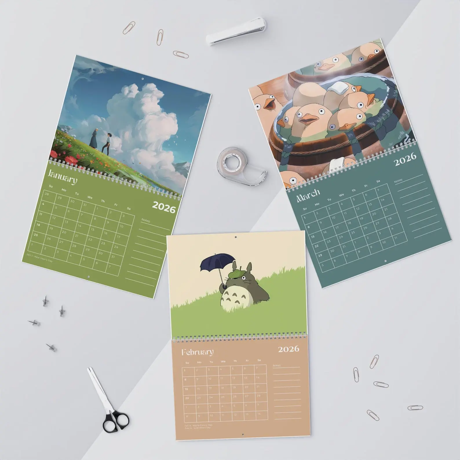 Ghibli 2027 Wall Calendar, Cute Calendar Desk Planner, Gift for Fan