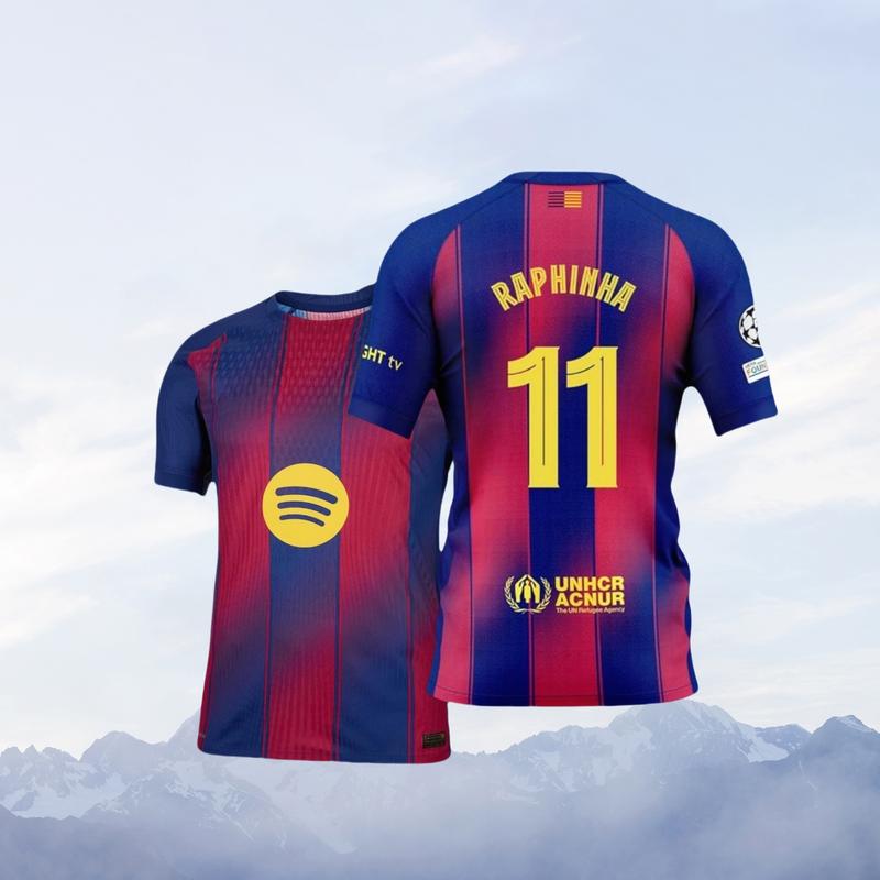 10# Lamine yamal 25 26 Home Short Sleeve Soccer Jersey Fans Version Red Blue