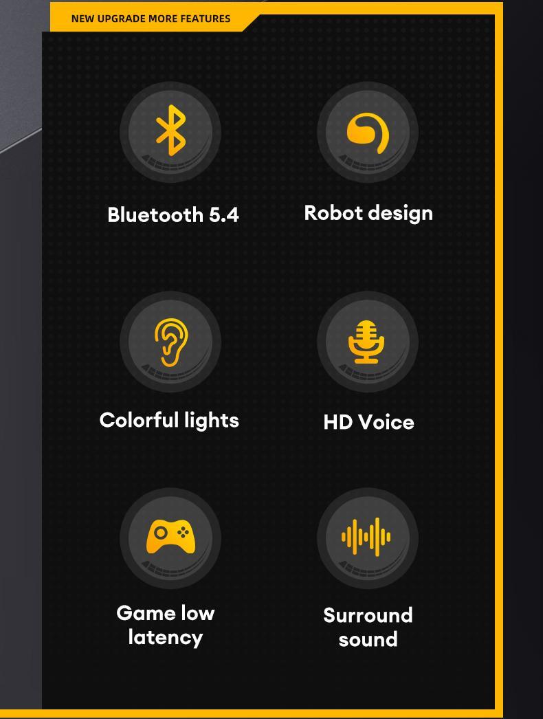 Transformers Wireless Earbuds Bluetooth 5.4 Wireless Open Free Ear Gaming Headphones IPX5 Waterproof Noise Cancelling Running Sport Wireless Bluetooth Earbuds with Mic and Earhooks Compatible For Android/iOS