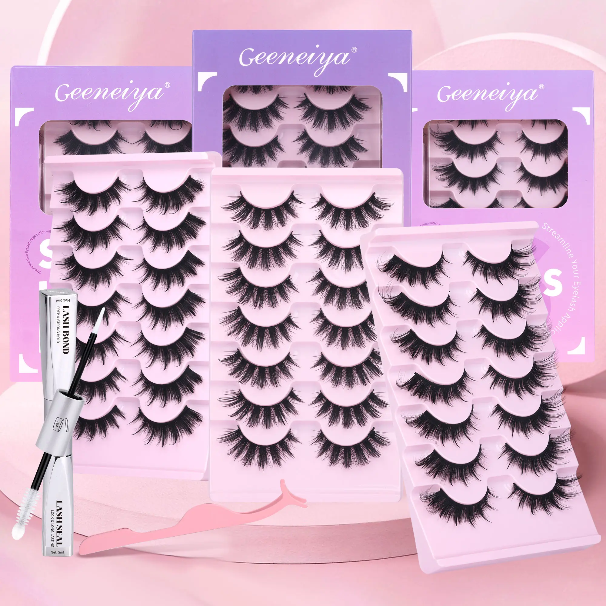 Geeneiya Manga Fairy Strip Lashes Kit with Lash Bond and Seal for False Lashes Falsies Eyelashes Makeup Cosmetic Eyelashes Look Like Extensions #backtoschool #sohochic