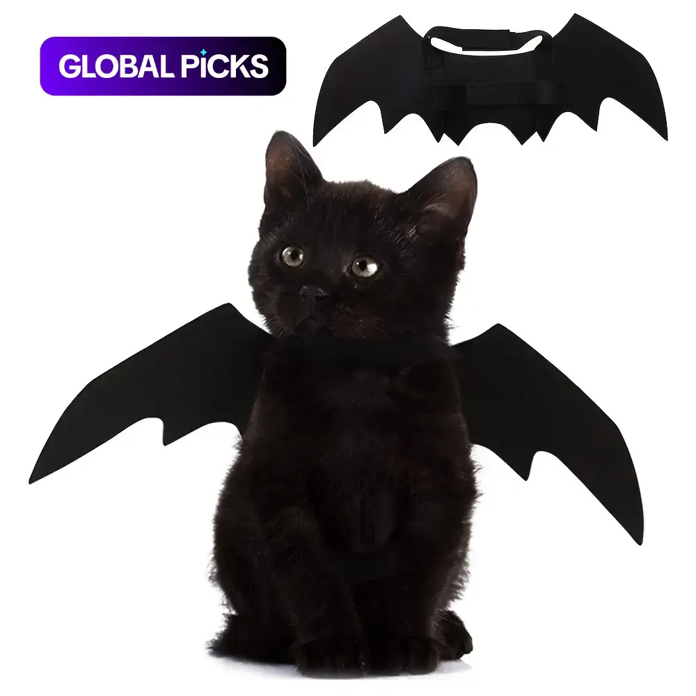 Bat Wings Cat Costume, Adjustable Pet Outfit for Indoor and Outdoor Parties, Halloween or Valentine's Day Dress-Up for Cats and Kittens #GLOBAL PICKS